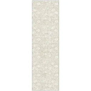 Luxury Washable Indoor/Outdoor Soft Essentials Beige 2'3" x 7'6" Runner Rug