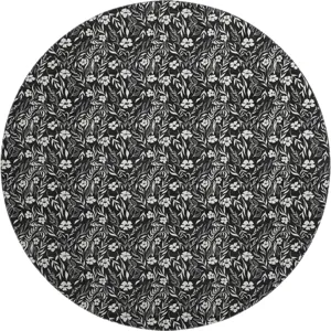 Luxury Washable Indoor/Outdoor Soft Essentials Black 8\' x 8\' Round Rug