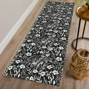 Luxury Washable Indoor/Outdoor Soft Essentials Black 2\'3\" x 7\'6\" Runner Rug