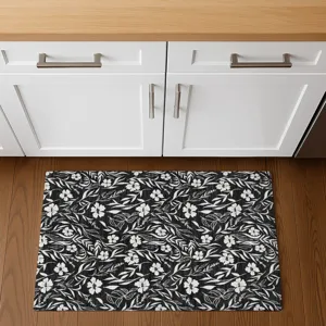 Luxury Washable Indoor/Outdoor Soft Essentials Black 1\'8\" x 2\'6\" Rug