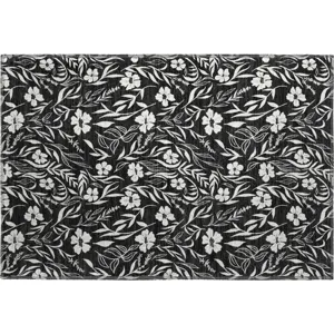 Luxury Washable Indoor/Outdoor Soft Essentials Black Rug