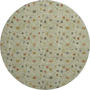Luxury Washable Indoor/Outdoor Soft Essentials Cactus 8\' x 8\' Round Rug