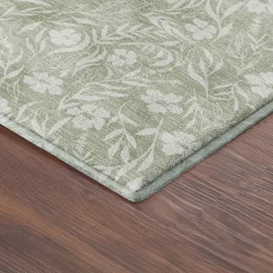 Luxury Washable Indoor/Outdoor Soft Essentials Celery 1\'8\" x 2\'6\" Rug