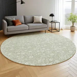 Luxury Washable Indoor/Outdoor Soft Essentials Celery 8\' x 8\' Round Rug