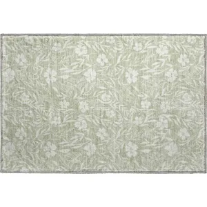 Luxury Washable Indoor/Outdoor Soft Essentials Celery Rug