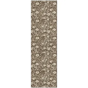Luxury Washable Indoor/Outdoor Soft Essentials Chocolate 2\'3\" x 7\'6\" Runner Rug