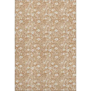 Luxury Washable Indoor/Outdoor Soft Essentials Copper 5\' x 7\'6\" Rug