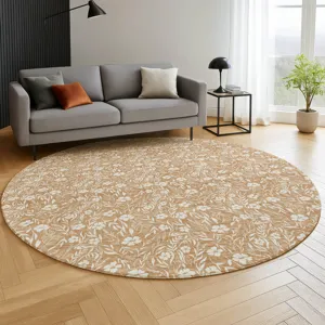 Luxury Washable Indoor/Outdoor Soft Essentials Copper 8\' x 8\' Round Rug