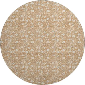 Luxury Washable Indoor/Outdoor Soft Essentials Copper 8\' x 8\' Round Rug