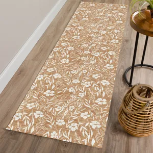 Luxury Washable Indoor/Outdoor Soft Essentials Copper 2\'3\" x 7\'6\" Runner Rug