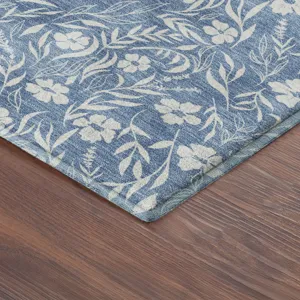 Luxury Washable Indoor/Outdoor Soft Essentials Denim 8\' x 8\' Round Rug