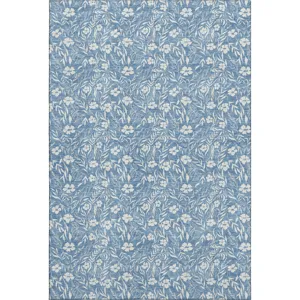 Luxury Washable Indoor/Outdoor Soft Essentials Denim 10\' x 14\' Rug