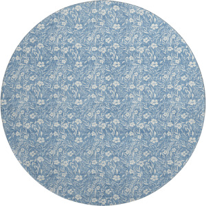Luxury Washable Indoor/Outdoor Soft Essentials Denim 8' x 8' Round Rug