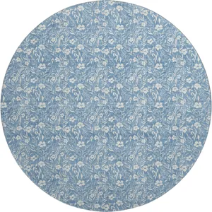 Luxury Washable Indoor/Outdoor Soft Essentials Denim 8' x 8' Round Rug