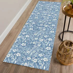 Luxury Washable Indoor/Outdoor Soft Essentials Denim 2\'3\" x 7\'6\" Runner Rug