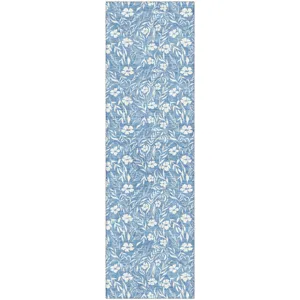 Luxury Washable Indoor/Outdoor Soft Essentials Denim 2\'3\" x 7\'6\" Runner Rug
