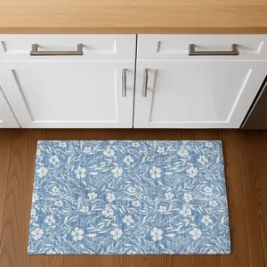 Luxury Washable Indoor/Outdoor Soft Essentials Denim 1\'8\" x 2\'6\" Rug