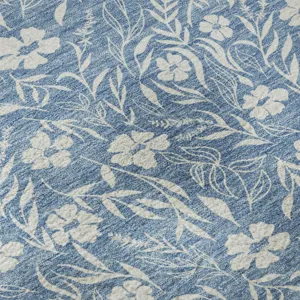 Luxury Washable Indoor/Outdoor Soft Essentials Denim 8\' x 8\' Round Rug