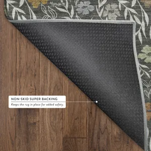 Luxury Washable Indoor/Outdoor Soft Essentials Graphite 2\'6\" x 3\'10\" Rug