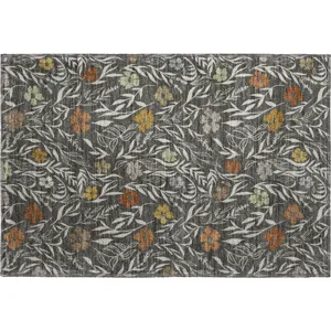 Luxury Washable Indoor/Outdoor Soft Essentials Graphite 1\'8\" x 2\'6\" Rug