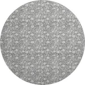 Luxury Washable Indoor/Outdoor Soft Essentials Gray 8\' x 8\' Round Rug