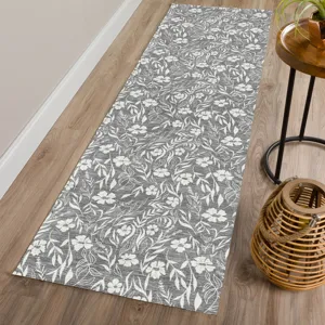 Luxury Washable Indoor/Outdoor Soft Essentials Gray 2\'3\" x 7\'6\" Runner Rug