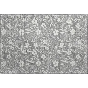 Luxury Washable Indoor/Outdoor Soft Essentials Gray 1\'8\" x 2\'6\" Rug