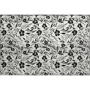 Luxury Washable Indoor/Outdoor Soft Essentials Ivory 1\'8\" x 2\'6\" Rug