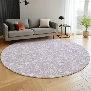 Luxury Washable Indoor/Outdoor Soft Essentials Lavender 8\' x 8\' Round Rug