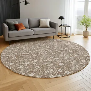 Luxury Washable Indoor/Outdoor Soft Essentials Mocha 8\' x 8\' Round Rug