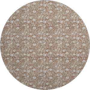 Luxury Washable Indoor/Outdoor Soft Essentials Mocha 8' x 8' Round Rug