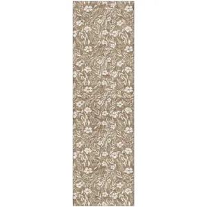 Luxury Washable Indoor/Outdoor Soft Essentials Mocha 2\'3\" x 7\'6\" Runner Rug