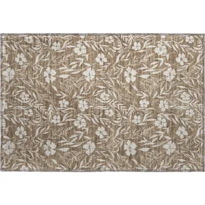 Luxury Washable Indoor/Outdoor Soft Essentials Mocha 1\'8\" x 2\'6\" Rug