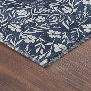 Luxury Washable Indoor/Outdoor Soft Essentials Navy 9\' x 12\' Rug