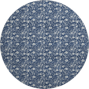 Luxury Washable Indoor/Outdoor Soft Essentials Navy 8' x 8' Round Rug