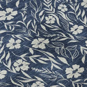 Luxury Washable Indoor/Outdoor Soft Essentials Navy 9\' x 12\' Rug