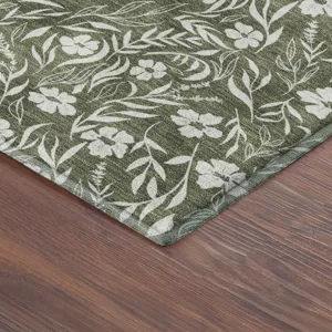 Luxury Washable Indoor/Outdoor Soft Essentials Olive 2\'3\" x 7\'6\" Runner Rug