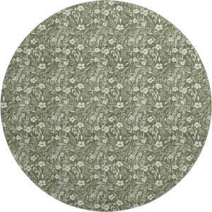 Luxury Washable Indoor/Outdoor Soft Essentials Olive 8' x 8' Round Rug
