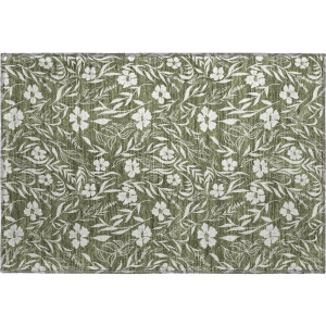 Luxury Washable Indoor/Outdoor Soft Essentials Olive Rug