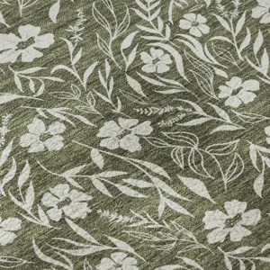 Luxury Washable Indoor/Outdoor Soft Essentials Olive 2\'3\" x 7\'6\" Runner Rug