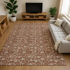 Luxury Washable Indoor/Outdoor Soft Essentials Paprika 5\' x 7\'6\" Rug
