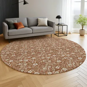 Luxury Washable Indoor/Outdoor Soft Essentials Paprika 8\' x 8\' Round Rug