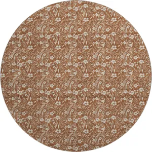 Luxury Washable Indoor/Outdoor Soft Essentials Paprika 8' x 8' Round Rug