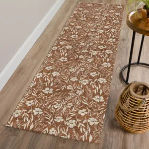 Luxury Washable Indoor/Outdoor Soft Essentials Paprika 2\'3\" x 7\'6\" Runner Rug
