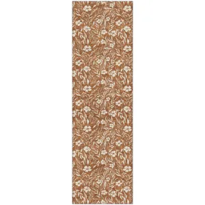 Luxury Washable Indoor/Outdoor Soft Essentials Paprika 2'3" x 7'6" Runner Rug
