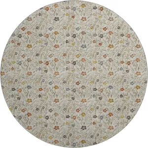 Luxury Washable Indoor/Outdoor Soft Essentials Pearl 8\' x 8\' Round Rug