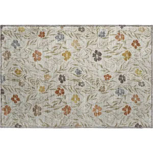 Luxury Washable Indoor/Outdoor Soft Essentials Pearl 1\'8\" x 2\'6\" Rug