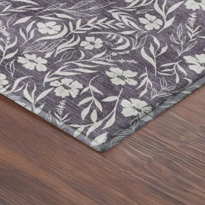 Luxury Washable Indoor/Outdoor Soft Essentials Purple 2\'6\" x 3\'10\" Rug