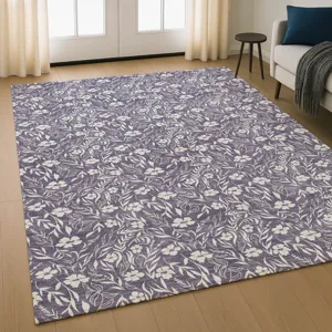Luxury Washable Indoor/Outdoor Soft Essentials Purple 2\'6\" x 3\'10\" Rug