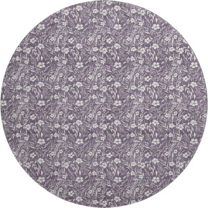 Luxury Washable Indoor/Outdoor Soft Essentials Purple 8' x 8' Round Rug